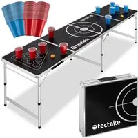 tectake Spieltisch Bierpongtisch, inklusive 100 Bechern und 6 Bällen, (Beerpong-tisch Brew Battle), klappbar und höhenverstellbar, bodenschonend, praktische Tragegriffe