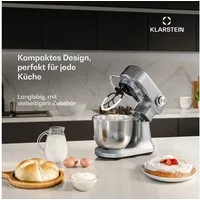 Klarstein Küchenmaschine mit Kochfunktion, 1500 W, 5 l Schüssel, Kompakt Küche maschine 5 L 12 Stufe Pulsfunktion 1500 W Silber