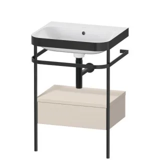 Duravit Happy D.2 Plus c-bonded Set mit Metallkonsole und Schubkasten Taupe Supermatt 575x490x850 mm HP4740N8383