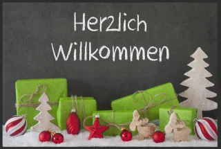 Fussmatte Herzlich Willkommen Weihnachten 10104 | Größe: 60 cm x 45 cm