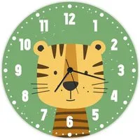 GRAVURZEILE Wanduhr für Kinder - im Tiger Design - mit UV Druck -