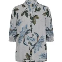 soyaconcept Kurzarmbluse - SC-GINA 1 - Hemdbluse Damen mit Blumenmuster - Bluse Damen