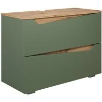 Vicco Waschbeckenunterschrank Marelle, Grün/Artisan, 80 x 57.5 cm mit 2 Schubladen (1-St)