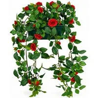 Kunstblume Künstlicher Wildrosen-Busch im Kasten 57cm Deko Rosen Kunstrosen Rose, I.GE.A., Höhe 57 cm, Rosenbusch Wildrosen Kunstpflanze Blumen Hochzeitsdeko Blumendeko Deko