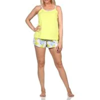 Normann Pyjama Ärmelloser Damen Spaghetti Träger Shorty Pyjama in floralem Print