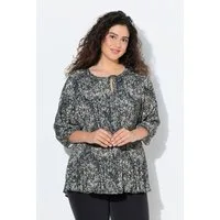 Ulla Popken Tunika Plissee-Bluse Paisley Rundhals 3/4-Arm doppellagig