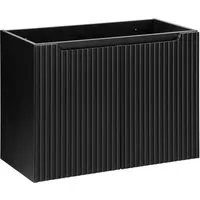 Lomadox Waschbeckenschrank NEWPORT-56-BLACK 80cm Badschrank 2-trg schwarz gerillte Front grifflos