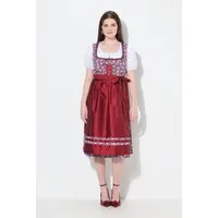 Ulla Popken Dirndl Midi-Dirndl Schnürung Carré-Ausschnitt ärmellos