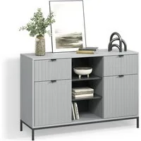 Livinity® Kommode Aterno, Grau, 120 x 81.2 cm mit 2 Schubladen und 2 Türen (1 St)