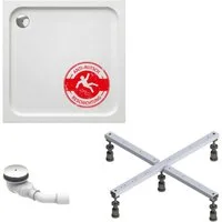 Schulte Duschwanne Adria, Sanitäracryl, 80 x 80 cm Weiß Komplett Set mit Fußgestell und Ablauf