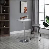 HOMCOM Bartisch Höhenverstellbar, kratzfeste Füße (Küchentisch für Wohnzimmer, Esszimmer, 1-St., Esstisch), 360° drehbar, Weiß