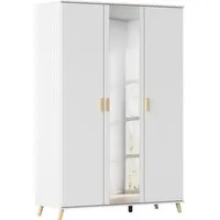 rauch Kleiderschrank Skandi Kinderzimmer Schlafzimmerschrank FALUN (Breite 137/182, Höhe 203 cm) im modernen Skandi-Look, Füße/Griffe Eiche massiv MADE IN GERMANY