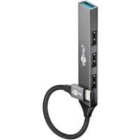 Slim 4-Port USB-Hub, USB-C auf USB-A, USB 3.2 Gen1 grau