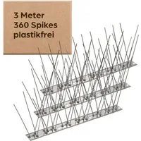 Praknu Taubenspikes Taubensichere Stacheln Edelstahl - 3 Meter mit 360 Stacheln, 24,5x8x9,5 cm, 12er Set, 12-St., Taubenschutz - Einfache Montage für Dach, Balkon und Zäune