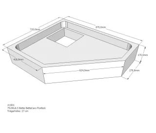 Neuesbad Wannenträger für Bette Caro 75x90x6,5 Fünfeck SD22000