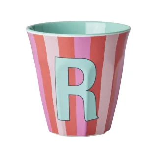Rice Melamin Becher Buchstabe R / Streifen / Pink 250ml