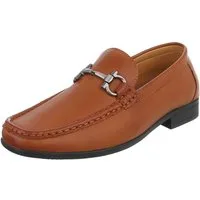 Coolwalk Herren Slipper Mocassin mit Schnalle für Alltag Slipper (91563803) Blockabsatz Slipper in Camel