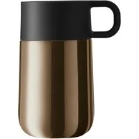 WMF Thermobecher Impulse Travel Mug, Cromargan® Edelstahl Rostfrei 18/10, Silikon, doppelwandiger Edelstahl, geringe Höhe, 360°-Trinköffnung