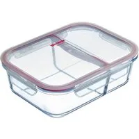 WESTMARK Frischhaltedose Glas-Frischhaltedose 1380 ml, mit 2 separaten Fächern, Borosilikatglas, Polyprophylen (PP), Silikon, (1-tlg), mikrowellen- und ofenfest, 1380 ml = 850 + 530 ml
