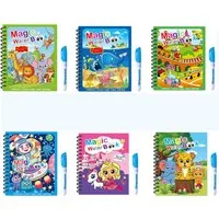 Zaewry Malvorlage Malbuch für Kinder - 6 Stück verschiedene Themen Malvorlagen (6-St), Zauber-Malbuch mit Wasserstift, wiederverwendbares Magic