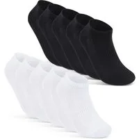 sockenkauf24 Sneakersocken 10 Paar Damen & Herren "Premium Sneaker Socken" Atmungsaktiv (5xSchwarz 5xWeiß, 35-38) mit Mesh-Streifen ohne drückende Naht Baumwolle - 16510 WP