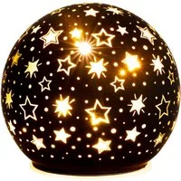 SIKORA Dekoobjekt DK30 LED Glas Nachtlicht Leuchtkugel Sternen Motiv mit Timer Funktion, mit rundum Sternenmotiv und 5h-Timer Funktion