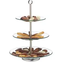 relaxdays Etagere Runde Etagere 3-stufig, Glas