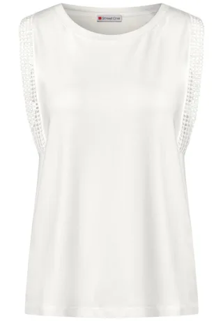 Street One - Top mit Häkeldetails weiß - Gr. - 36