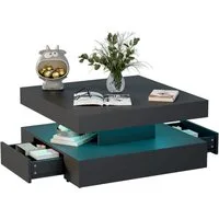 radelldar Couchtisch mit LED-Beleuchtung, 2 Schubladen und verdecktem Stauraum (1-St), Wohnzimmertisch matt 78x78x40 cm