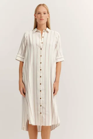 Bugatti Damen Hemdblusenkleid aus Leinen-Mix
