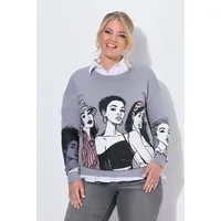 MIAMODA Sweatshirt Sweatshirt Boxy Fit Frauen-Print Langarm