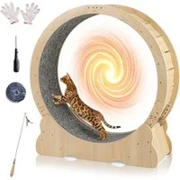 COSTWAY Tierlaufrad, Katzen-Trainingsrad, Katzentretmühle, Katzenlaufrad aus Holz, leise