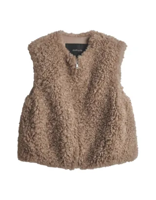 Opus - Kuschelige Teddy-Weste - Wikara beige/braun - Gr. - 40