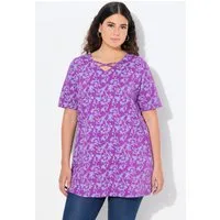 Ulla Popken T-Shirt T-Shirt Zierbänder V-Ausschnitt Halbarm