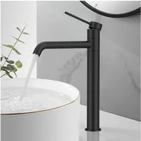 HOMELIVE Badarmatur Edelstahl Badarmatur Schwarz Waschbecken Armatur Wasserhahn Bad aus (Armatur mit hohe Ausflauf) Mischbatterien 360° Schwenkbar Waschtischarmatur, Schwarz