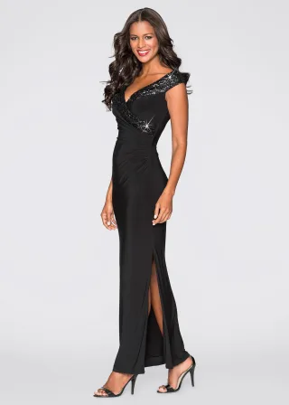 bonprix Jerseykleid mit Pailletten, schwarz, Gr.40/42 (M), Elegant und Sexy Abendkleid mit Glitzereffekt