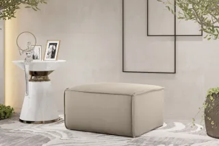 Polsterhocker Designerhocker CELES PREMIUM 65x65 cm Stoff Opera Velvet Beige