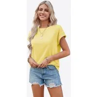 Imily Bela T-Shirt Rundhals Kurzarmshirt mit Rippbündchen (Packung, 1-tlg., 1per-Pack) in Unifarbe