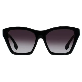 Burberry Sonnenbrille mit dunkelgrauen Gläsern und schwarzer Struktur