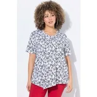 Ulla Popken T-Shirt T-Shirt Schleifen Biesen A-Linie Rundhals Halbarm