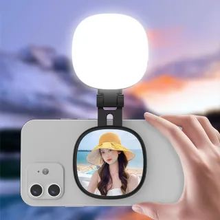 K04 Magnetic Foldable Selfie Light Rechargeable LED Fill Light for Phone with 3 Color Temperatures Adjustable 270° Flip