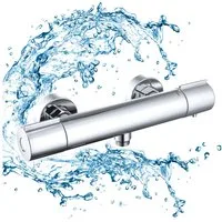 HOMELODY Brausethermostat Thermostat Duschthermostat Sicherheitssperre bei 38°C Mischbatterie (Duschthermostat Armatur, Chrom)