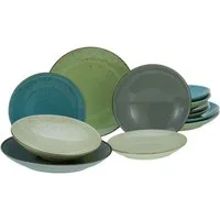 CreaTable Tafelservice Geschirr-Set NATURE COLLECTION (12-tlg), 4 Personen, Steinzeug, Teller Set, Service, 12 Teile, für 4 Personen