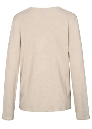 CLARINA - Ganzjahres NOS V-Cardigan, 1/1 209 sand mel. - Gr. - 44