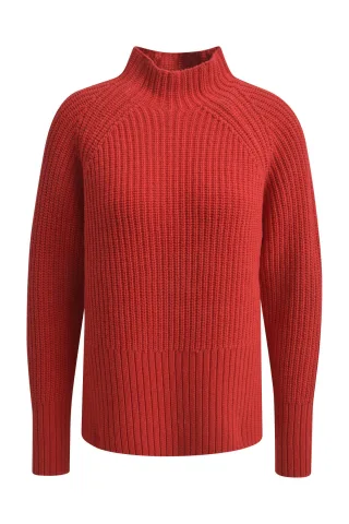 Milano Italy - Ribbed Pullover w turtleneck, 1/1 raglan sleeves ruby - Gr. - M