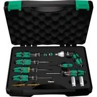 7443/12 Montageset für Reifendruckkontrollsysteme, Schraubendreher schwarz/grün, 12-teilig, mit Rapidaptor Schnellwechselfutter