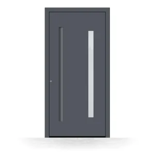 Haustür Aluminium, Basic Meerbusch, Anthrazitgrau Feinstruktur, 700 x 1700 mm, DIN links innen öffnend, individuell konfigurieren