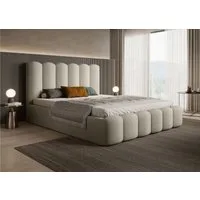 Goldstoff Polsterbett mit Bettkasten - LOFT inkl. Lattenrost und hohem Kopfteil (140x200 160x200 180x200 200x200cm - mit gepolstertem Kopfteil, Doppelbett - Designerbett - Wolkenbett), Erhältlich in 4 Größen
