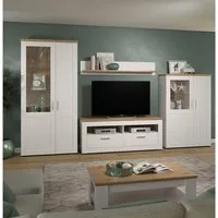 trendteam Wohnzimmer-Set, Anbauwand 4tlg. Pinie Andersen Weiß Eiche B/H/T: 368 x 194 x 45 cm