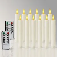 OZAVO LED-Kerze LED Stabkerzen mit Timerfunktion und Fernbedienung 2 x 16cm Warmweiß (Flammenlose Tafelkerzen, 12-tlg., Tropffreie Tafelkerzen Dimmbar warmer), für Weihnachts-, Zuhause- und Hochzeitsdekoration